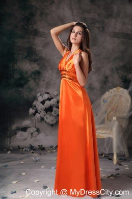 Gorgeous Orange Red Halter Beading Prom Evening Dress