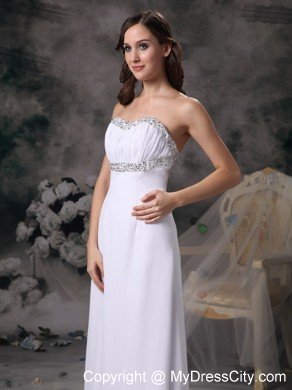 White Sweetheart Beading Prom Gown Dress Chiffon on Sale