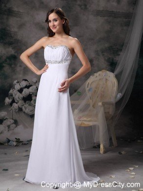 White Sweetheart Beading Prom Gown Dress Chiffon on Sale