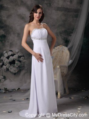White Sweetheart Beading Prom Gown Dress Chiffon on Sale