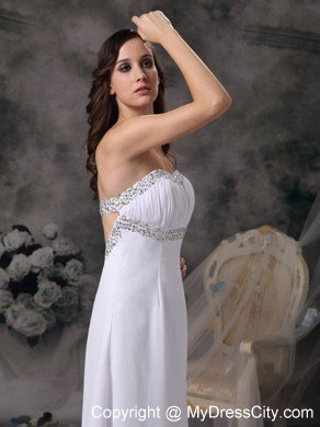 White Sweetheart Beading Prom Gown Dress Chiffon on Sale