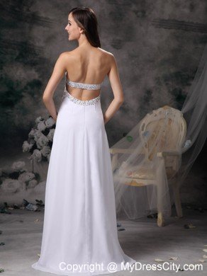 White Sweetheart Beading Prom Gown Dress Chiffon on Sale