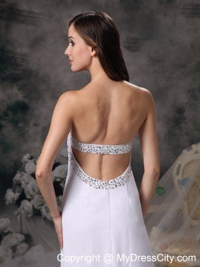 White Sweetheart Beading Prom Gown Dress Chiffon on Sale
