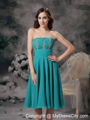 Simple Turquoise Short Prom Homecoming Dress with Beading