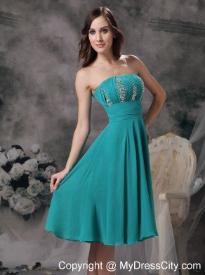 Simple Turquoise Short Prom Homecoming Dress with Beading