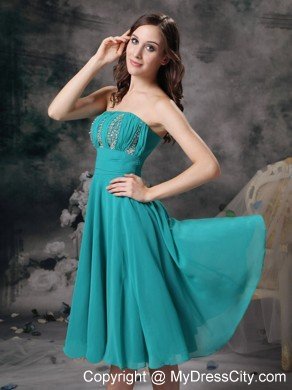 Simple Turquoise Short Prom Homecoming Dress with Beading