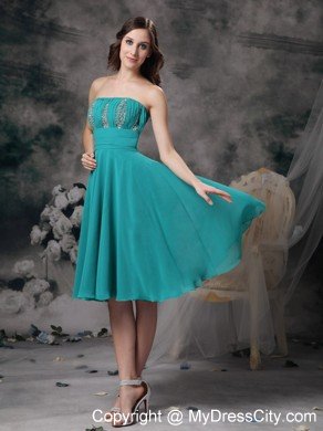 Simple Turquoise Short Prom Homecoming Dress with Beading