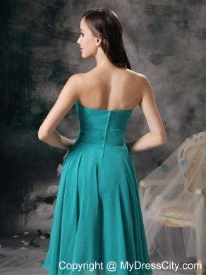 Simple Turquoise Short Prom Homecoming Dress with Beading