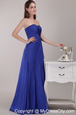 Royal Blue Ruches Prom Graduation Dress with Sweetheart Chiffon