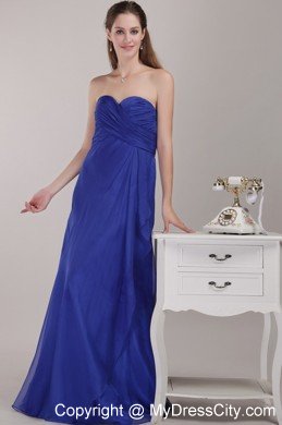 Royal Blue Ruches Prom Graduation Dress with Sweetheart Chiffon