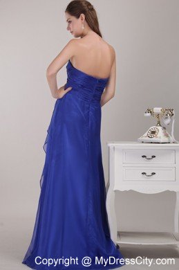 Royal Blue Ruches Prom Graduation Dress with Sweetheart Chiffon