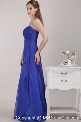 Royal Blue Ruches Prom Graduation Dress with Sweetheart Chiffon