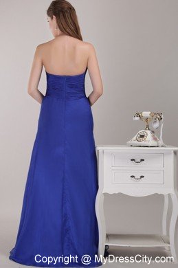 Royal Blue Ruches Prom Graduation Dress with Sweetheart Chiffon