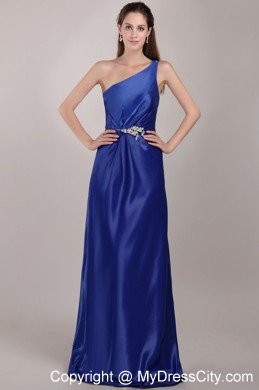 Royal Blue One Shoulder Long 2013 Prom Dress with Beading for Girl