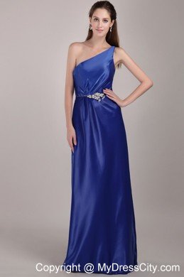 Royal Blue One Shoulder Long 2013 Prom Dress with Beading for Girl