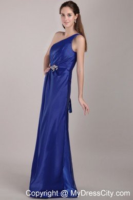 Royal Blue One Shoulder Long 2013 Prom Dress with Beading for Girl