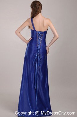 Royal Blue One Shoulder Long 2013 Prom Dress with Beading for Girl