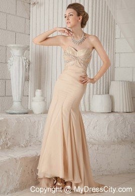 Mermaid Champagne Sweetheart Beading Prom Dress in Party
