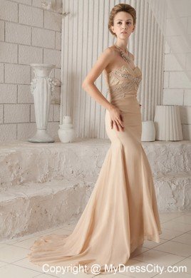 Mermaid Champagne Sweetheart Beading Prom Dress in Party