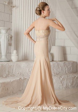 Mermaid Champagne Sweetheart Beading Prom Dress in Party