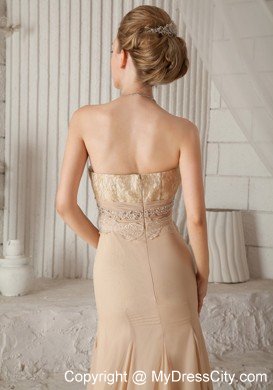 Mermaid Champagne Sweetheart Beading Prom Dress in Party