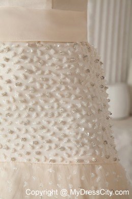 Champagne A-line Sweetheart Long Beading Prom Pageant Dress