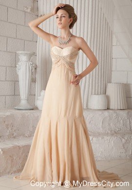 A-line Prom Celebrity Dress with Sweetheart Champagne Appliques