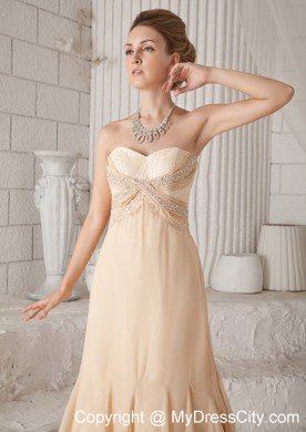 A-line Prom Celebrity Dress with Sweetheart Champagne Appliques