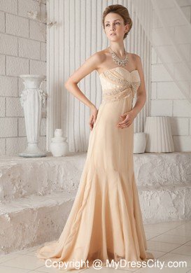 A-line Prom Celebrity Dress with Sweetheart Champagne Appliques