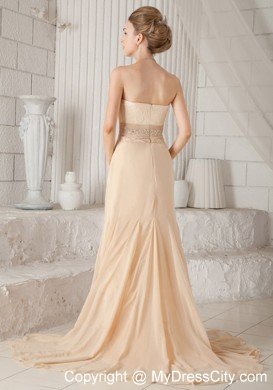 A-line Prom Celebrity Dress with Sweetheart Champagne Appliques