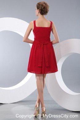 Red Empire Straps Chiffon Beading Short Prom Cocktail Dress
