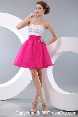 2013 Hot Pink A-line Beading Short Prom Homecoming Dress