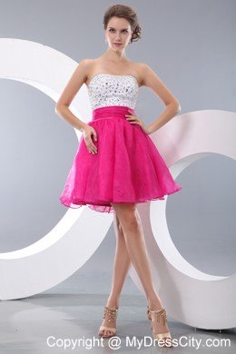 2013 Hot Pink A-line Beading Short Prom Homecoming Dress