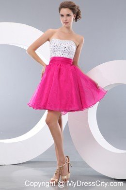 2013 Hot Pink A-line Beading Short Prom Homecoming Dress
