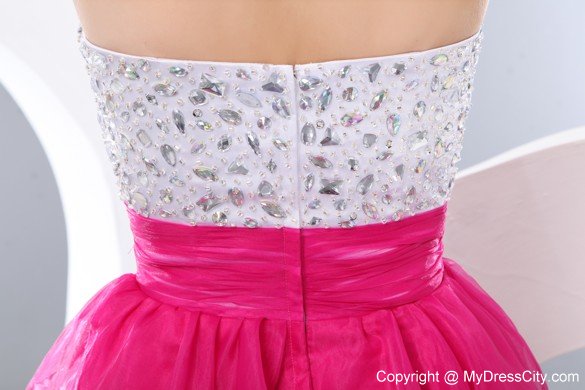2013 Hot Pink A-line Beading Short Prom Homecoming Dress