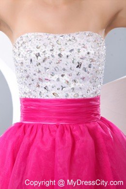 2013 Hot Pink A-line Beading Short Prom Homecoming Dress
