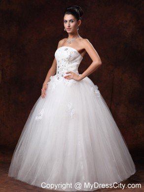 Strapless Beading Floor-length A-Line Lace-up Wedding Dress