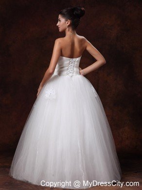 Strapless Beading Floor-length A-Line Lace-up Wedding Dress