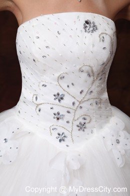 Strapless Beading Floor-length A-Line Lace-up Wedding Dress