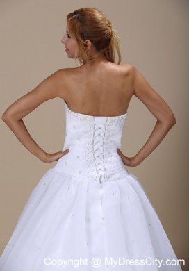 Beaded Sweetheart Ruched Bodice A-line Court Train Wedding Dress