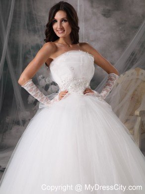 Beautiful Puffy Princess Strapless Long Appliques Wedding Dress