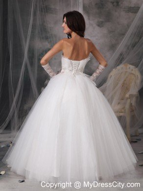 Beautiful Puffy Princess Strapless Long Appliques Wedding Dress