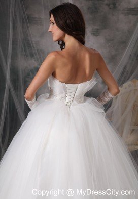 Beautiful Puffy Princess Strapless Long Appliques Wedding Dress