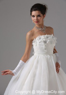 2013 Appliques Decorated Bust Strapless Ball Gown Bridal dress