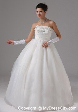 2013 Appliques Decorated Bust Strapless Ball Gown Bridal dress
