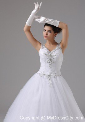 Straps Appliques Decorated Shoulder and Waist Wedding Dress