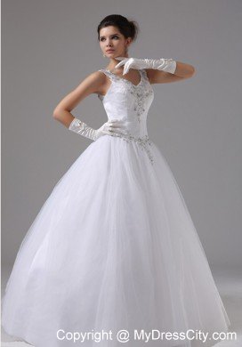 Straps Appliques Decorated Shoulder and Waist Wedding Dress