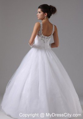 Straps Appliques Decorated Shoulder and Waist Wedding Dress