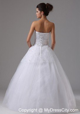 Ball Gown Wedding Dress with Hand Made Flowers and Lace Bodice