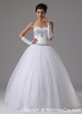 Ball Gown Beaded Decorated Bust Sweetheart Modest Bridal dress